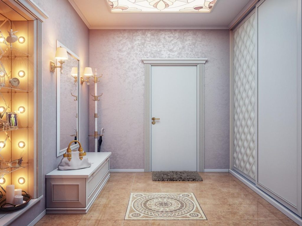 светлые обои в коридоре фото