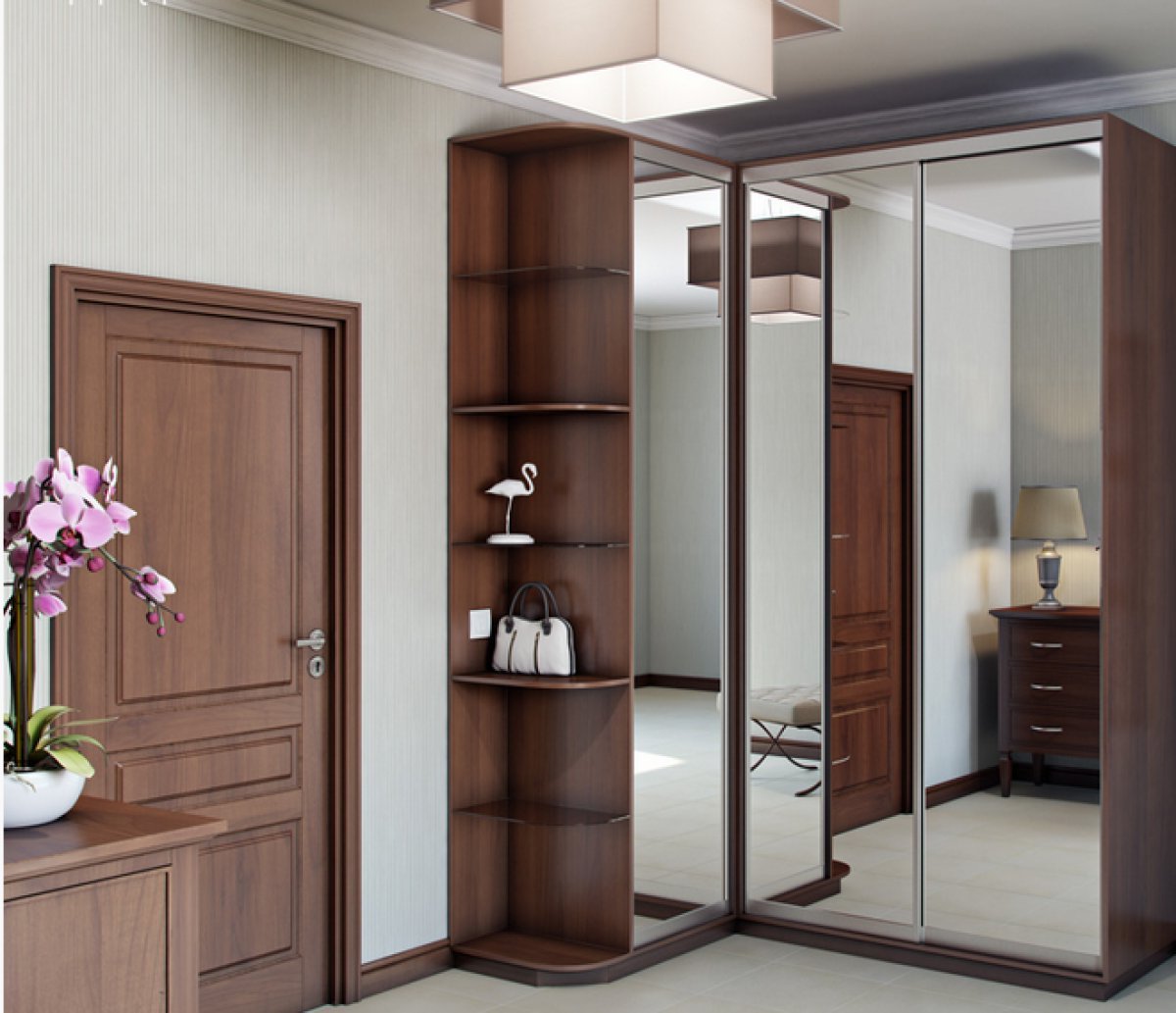зеркальная отделка шкафа-купе