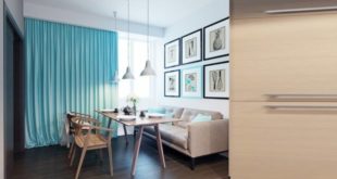 Голубые шторы в интерьере дома