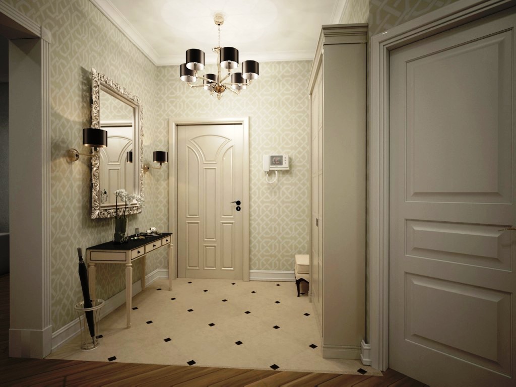светлые обои в коридоре 
