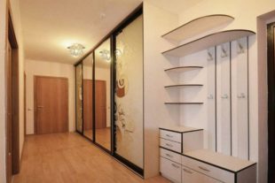 Современный шкаф-купе в прихожую с зеркалом