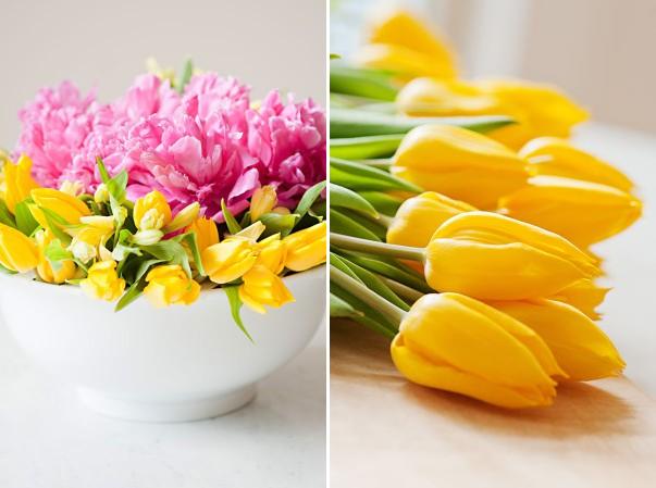 Композиция из тюльпанов и пион