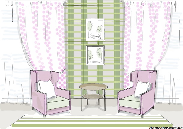 Как в интерьере сочетать клетку с другими узорами